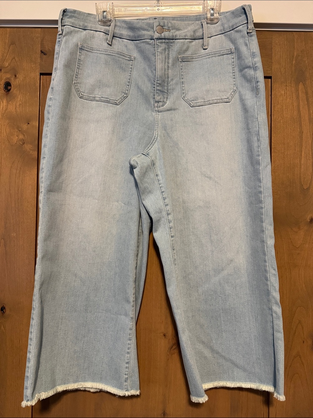 NYDJ Higher Rise Patch pocket Major Wide-Leg Crop Jeans Womens 16 Dunes stretch